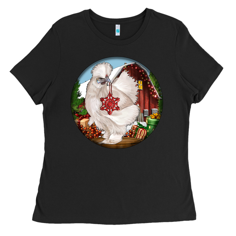 Silkie Chicken Christmas Ladies Tee by LillyAllenDesigns | Teevron