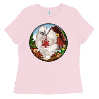 Bubblegum Pink silkie chicken christmas Ladies Tee - LillyAllenDesigns