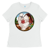 White silkie chicken christmas Ladies Tee - LillyAllenDesigns