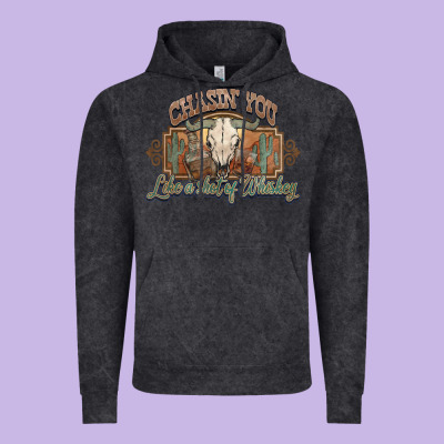 Chasin You Like A Shot Of Whiskey Bull Skull Vintage Hoodie Designed By Howdyjamesfarm