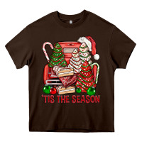 Chocolate Brown Tis The Season Christmas Cakes Truck Heavy Core Tee - BundleAndBundleShop