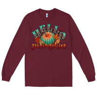 Burgundy hello pumpkin Long Sleeve Tee - CowGirlArtShop