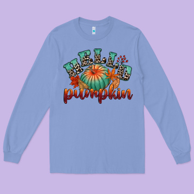 Hello Pumpkin Long Sleeve Tee Designed By Cowgirlartshop