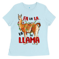 Baby Blue christmas llama Ladies Tee - LillyAllenDesigns