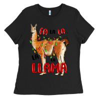 Black christmas llama Ladies Tee - LillyAllenDesigns