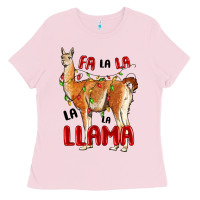Bubblegum Pink christmas llama Ladies Tee - LillyAllenDesigns