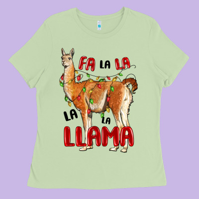 Christmas Llama Ladies Tee Designed By Lillyallendesigns
