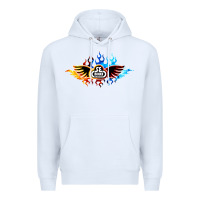 White se bikes bmx bicycle on fire sport blue red Premium Hoodie - lanVoArt