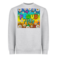 Heather Grey LGBTQ+ Proud Ally With Daisy Tumbler Heavyweight Sweatshirt - BundleAndBundleShop