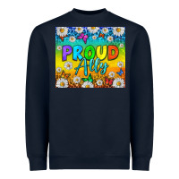 Navy LGBTQ+ Proud Ally With Daisy Tumbler Heavyweight Sweatshirt - BundleAndBundleShop