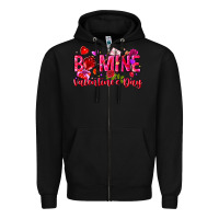 Black Be Mine Valentines Day Zipper Hoodie - CowhideDigitalArt