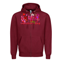 Burgundy Be Mine Valentines Day Zipper Hoodie - CowhideDigitalArt
