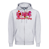 Heather Grey Be Mine Valentines Day Zipper Hoodie - CowhideDigitalArt