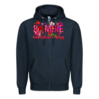 Navy Be Mine Valentines Day Zipper Hoodie - CowhideDigitalArt