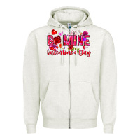 Oatmeal Heather Be Mine Valentines Day Zipper Hoodie - CowhideDigitalArt