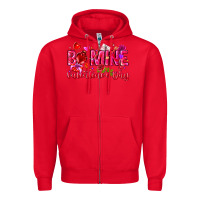 Red Be Mine Valentines Day Zipper Hoodie - CowhideDigitalArt