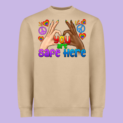 Lgbtq+ You Are Safe Here Heavyweight Sweatshirt Designed By Bundleandbundleshop