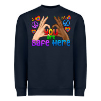 Navy LGBTQ+ You Are Safe Here Heavyweight Sweatshirt - BundleAndBundleShop