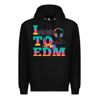 Black i listen to edm rainbow letters dj music gift Premium Hoodie - lanVoArt