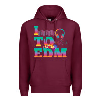 Burgundy i listen to edm rainbow letters dj music gift Premium Hoodie - lanVoArt