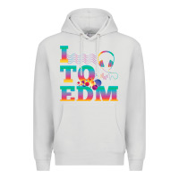 Dove Grey i listen to edm rainbow letters dj music gift Premium Hoodie - lanVoArt