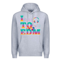 Heather Grey i listen to edm rainbow letters dj music gift Premium Hoodie - lanVoArt