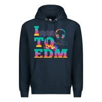 Navy i listen to edm rainbow letters dj music gift Premium Hoodie - lanVoArt