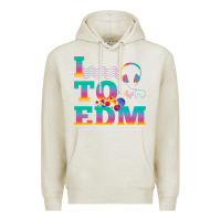 Oatmeal Heather i listen to edm rainbow letters dj music gift Premium Hoodie - lanVoArt