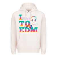 Pale Pink i listen to edm rainbow letters dj music gift Premium Hoodie - lanVoArt