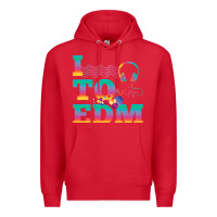 Red i listen to edm rainbow letters dj music gift Premium Hoodie - lanVoArt