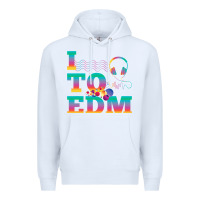 White i listen to edm rainbow letters dj music gift Premium Hoodie - lanVoArt