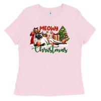 Bubblegum Pink siamese cat meowy christmas Ladies Tee - LillyAllenDesigns