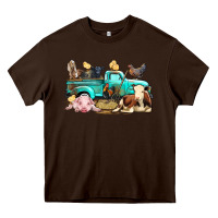 Chocolate Brown Farm Animals Truck Heavy Core Tee - BundleAndBundleShop