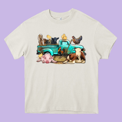 Farm Animals Truck Heavy Core Tee Designed By Bundleandbundleshop
