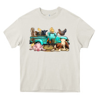 Cream Farm Animals Truck Heavy Core Tee - BundleAndBundleShop