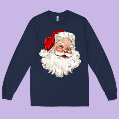 Santa Claus Long Sleeve Tee Designed By Cowgirlartshop