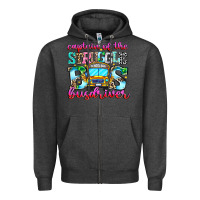 Charcoal Heather captain of the struggle bus bus Zipper Hoodie - CowhideDigitalArt