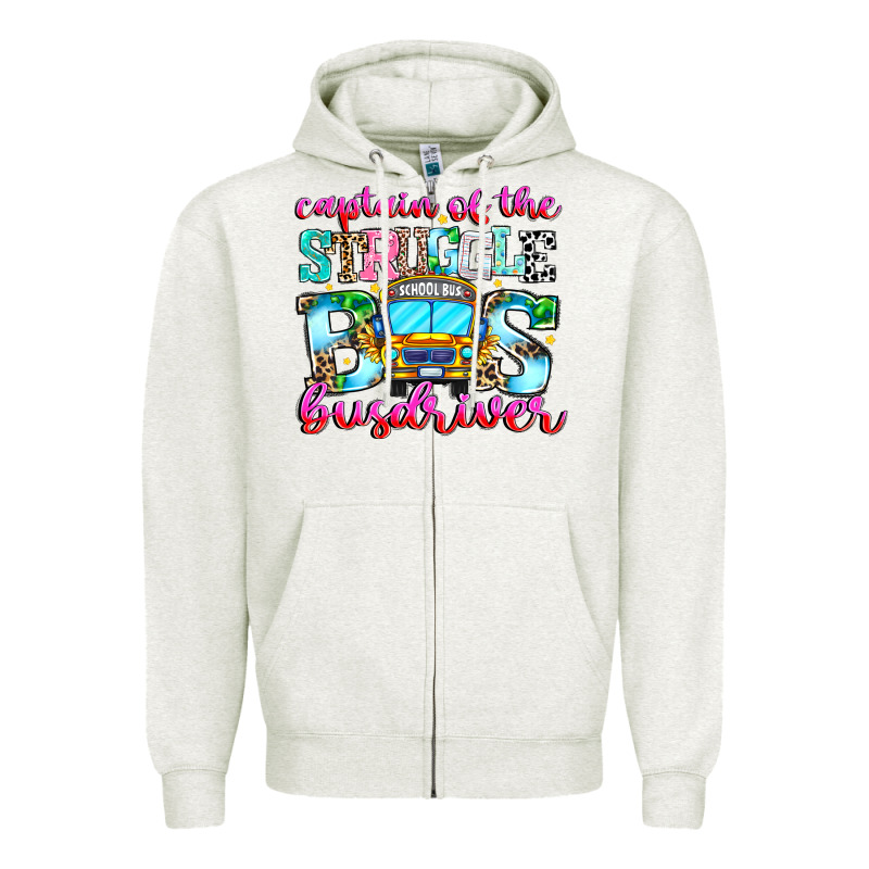 Captain Of The Struggle Bus Bus Zipper Hoodie by CowhideDigitalArt | Teevron