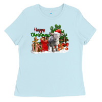 Baby Blue happy christmas southdown baby sheep Ladies Tee - LillyAllenDesigns