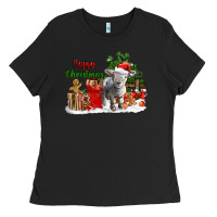 Black happy christmas southdown baby sheep Ladies Tee - LillyAllenDesigns