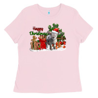 Bubblegum Pink happy christmas southdown baby sheep Ladies Tee - LillyAllenDesigns
