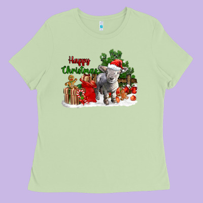 Happy Christmas Southdown Baby Sheep Ladies Tee Designed By Lillyallendesigns