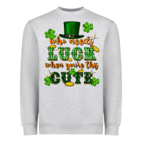 Heather Grey who needs luck when you're this cute Heavyweight Sweatshirt - FaDigitalArtStudio