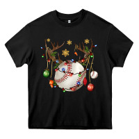 Black Baseball Horn Christmas Heavy Core Tee - BundleAndBundleShop