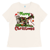 Bone maine coon cat merry christmas Ladies Tee - LillyAllenDesigns