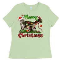 Matcha maine coon cat merry christmas Ladies Tee - LillyAllenDesigns