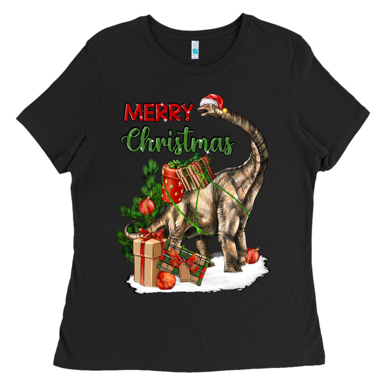 Merry Christmas Brachiosaurus Ladies Tee by LillyAllenDesigns | Teevron