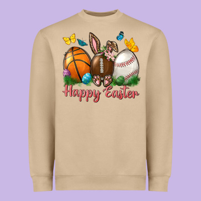 Happy Easter Sports With Butterfly Heavyweight Sweatshirt Designed By Bundleandbundleshop