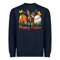 Navy Happy Easter Sports With Butterfly Heavyweight Sweatshirt - BundleAndBundleShop