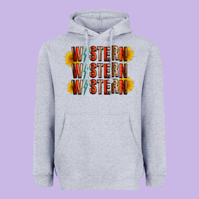 Western Sunflower Heavyweight Hoodie Designed By Racoondesign